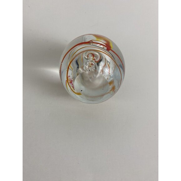 Glass Art Egg Paperweight Decoration 4" Tall Red Yellow Oval Shaped - Picture 4 of 5